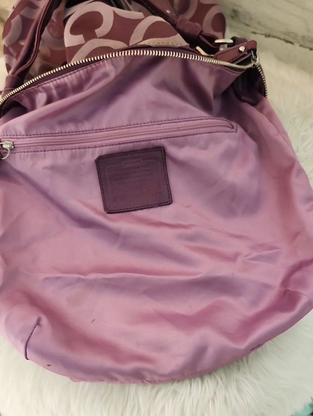 COACH 23742E KRISTIN OPT ART SATEEN/LEATHER HOBO BAG